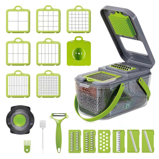 Kitchen multi-function vegetable cutter slicer grater onion potato dicer vegetable cutter 22-piece set patented design