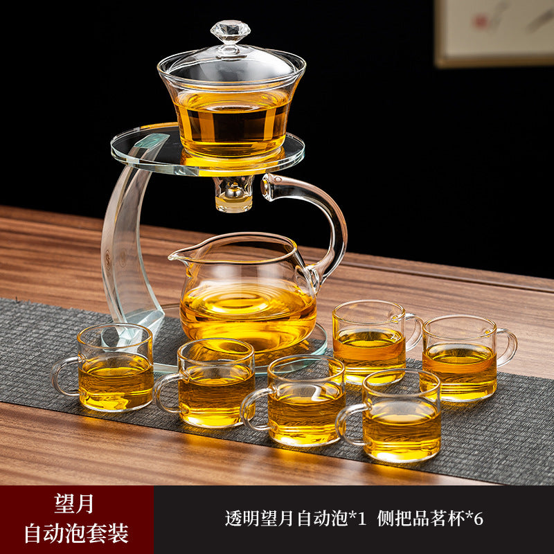 Semi-automatic teapot and tea set, Sky Mirror lazy tea set, deluxe magnetic tea maker for home use.