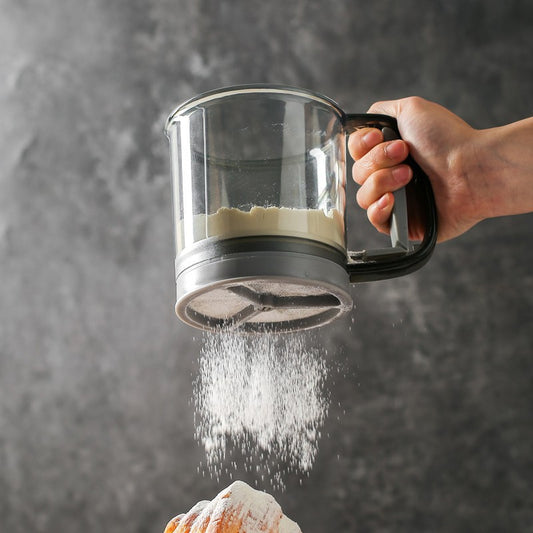 Flour sieve handheld semi-automatic flour filtering artifact baking special sieve home kitchen ultra-fine filter cup net