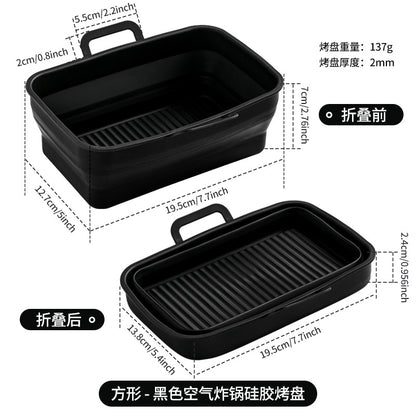Rectangular air fryer baking tray Ninja DZ201410 double pull basket foldable silicone fryer tray