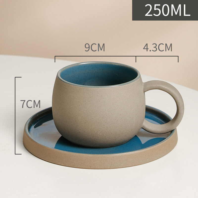 Coffee cup set ceramic retro stoneware Japanese mug saucer combination wholesale Nordic afternoon tea breakfast cup