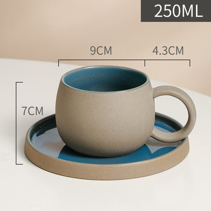 Coffee cup set ceramic retro stoneware Japanese mug saucer combination wholesale Nordic afternoon tea breakfast cup