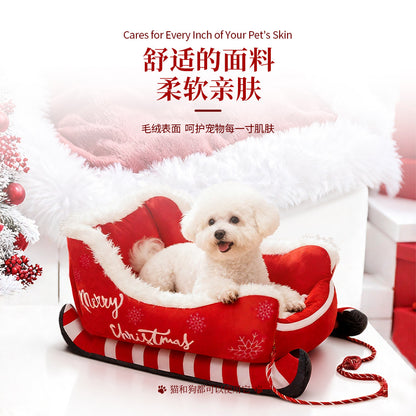 Christmas Limited Edition Sled Pet Bed, Winter Warm Dog Bed, Suitable for Dogs and Cats, Wholesale