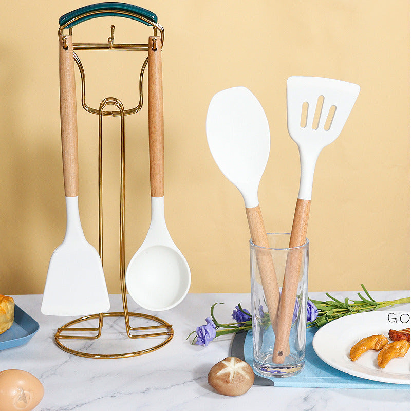 Silicone kitchenware set 12 pieces silicone spatula soup spoon non-stick food grade silicone spatula household kitchenware wholesale