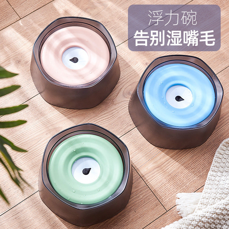 Floating water bowl for dogs to prevent splashing and wetting the mouth; water bowl for rabbits; water feeding for cats to prevent tipping over; pet supplies.
