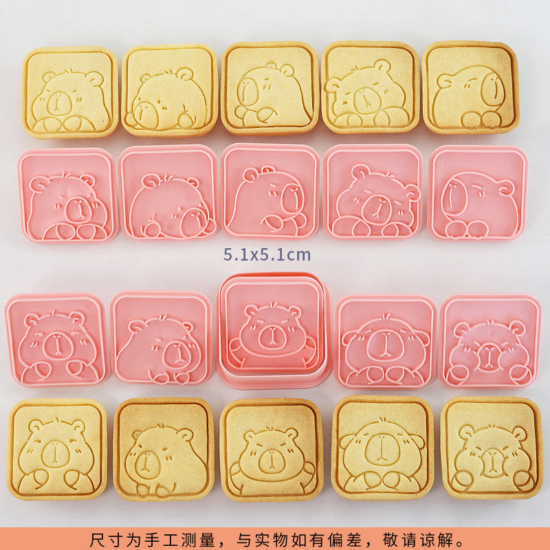 Capybara cartoon cookie cutter, household 3D pressing and cutting mold, fondant baking tool