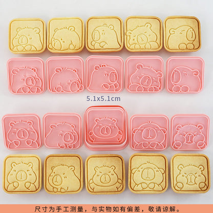 Capybara cartoon cookie cutter, household 3D pressing and cutting mold, fondant baking tool