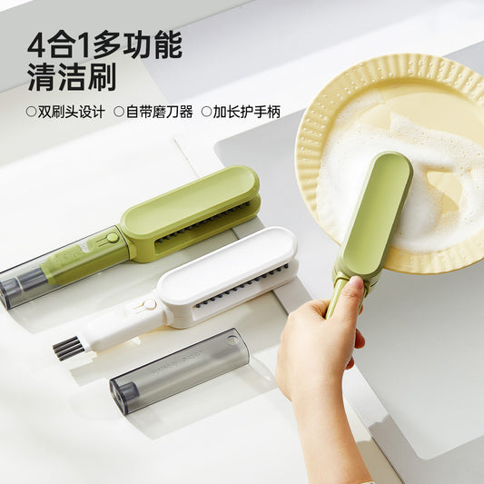 Four-in-one knife cleaning brush kitchen fruit knife tableware cleaner multi-function gap brush kitchen knife sharpener