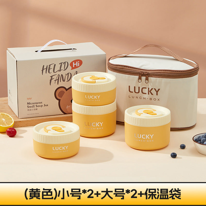 Ceramic food storage bowl gift box, multi-functional sealed bowl, double-boiler stew pot, microwave heating egg steamer bowl