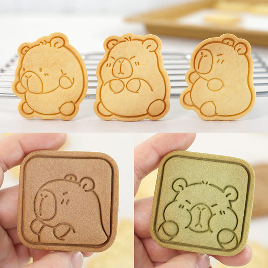 Capybara cartoon cookie cutter, household 3D pressing and cutting mold, fondant baking tool