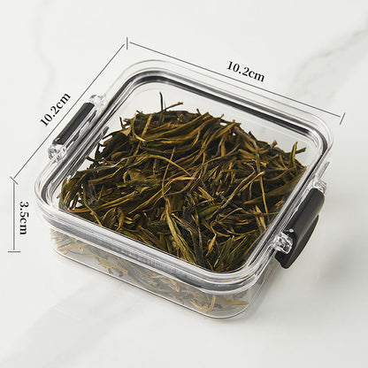 Square flower tea packaging box, 460ml, four-compartment plastic airtight container, food-grade storage box.