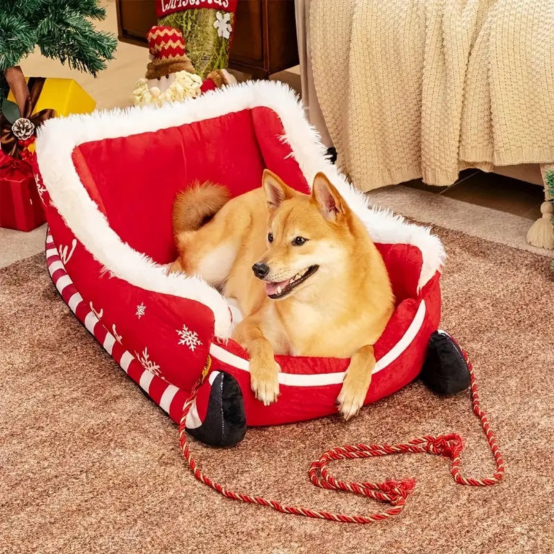 Christmas Limited Edition Sled Pet Bed, Winter Warm Dog Bed, Suitable for Dogs and Cats, Wholesale