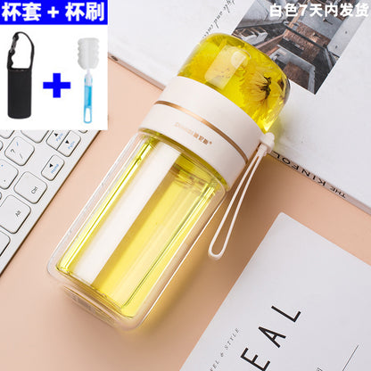 New tea and water separation glass double-layer men's water cup girls portable office tea cup personal tea brewing cup