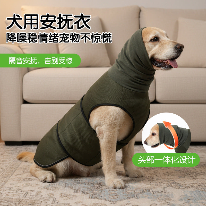 Cross-border pet dog comfort clothing, lightning protection, fright prevention, noise reduction headgear, calming effect, and warmth for medium and large breed dogs.