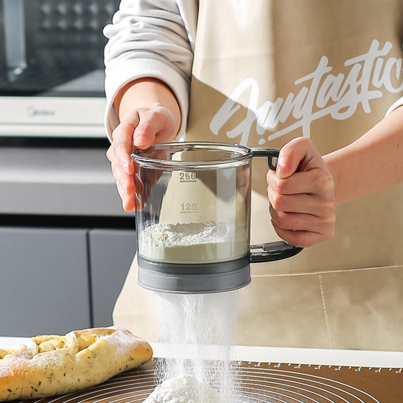 Flour sieve handheld semi-automatic flour filtering artifact baking special sieve home kitchen ultra-fine filter cup net
