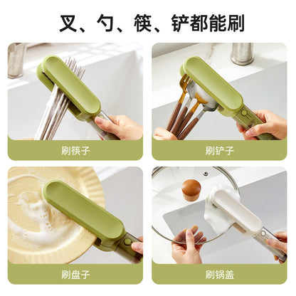 Four-in-one knife cleaning brush kitchen fruit knife tableware cleaner multi-function gap brush kitchen knife sharpener
