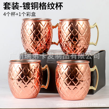 Cross-border hot selling Moscow cup mule cup 304 stainless steel copper-plated hammer point cup bare body cup wine glass cocktail cup