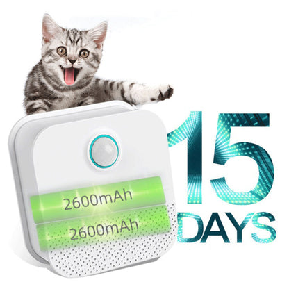Smart pet odor eliminator, cat litter box companion, deodorizer, safe sterilizer for dog and cat urine, small white soap.