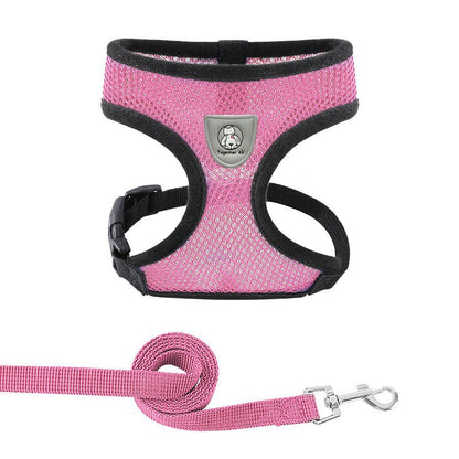 New vest-style pet leash nylon mesh dog harness set, reflective for dogs, available for wholesale.