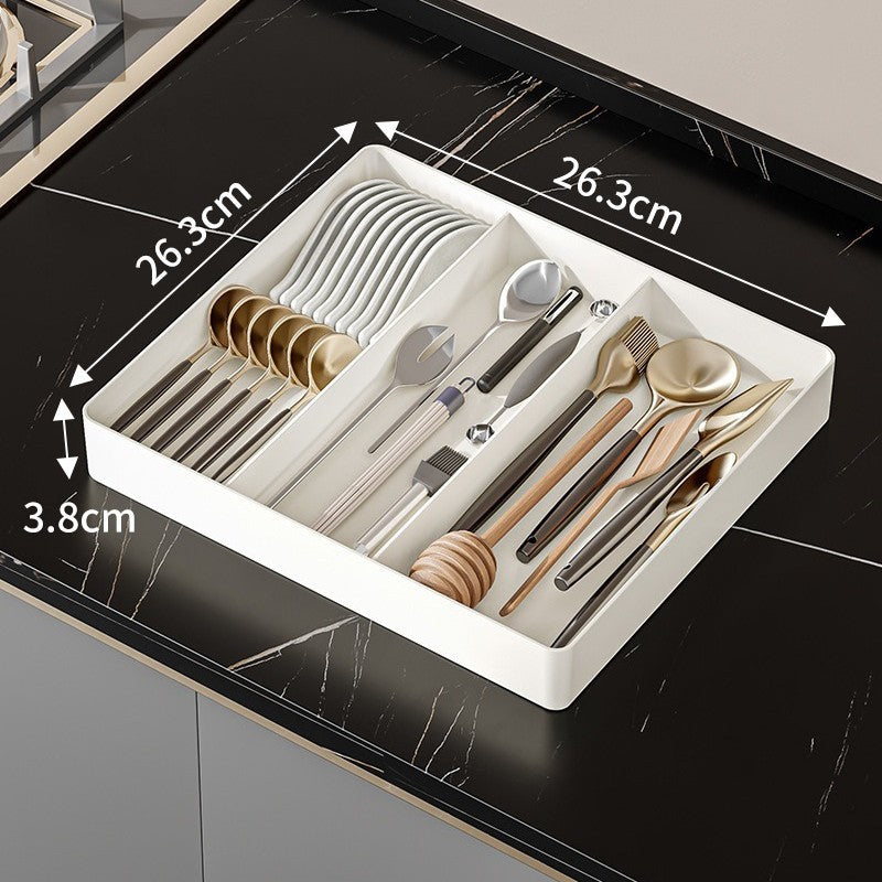 Kitchen drawer retractable storage box deep cabinet with removable plastic tray retractable partition storage box