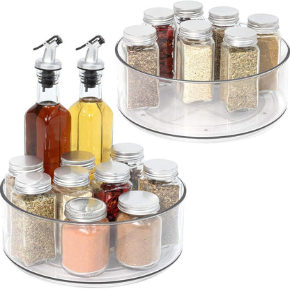 Cross-border transparent storage box plastic rotatable kitchen spice rack tray desktop skin care product storage turntable