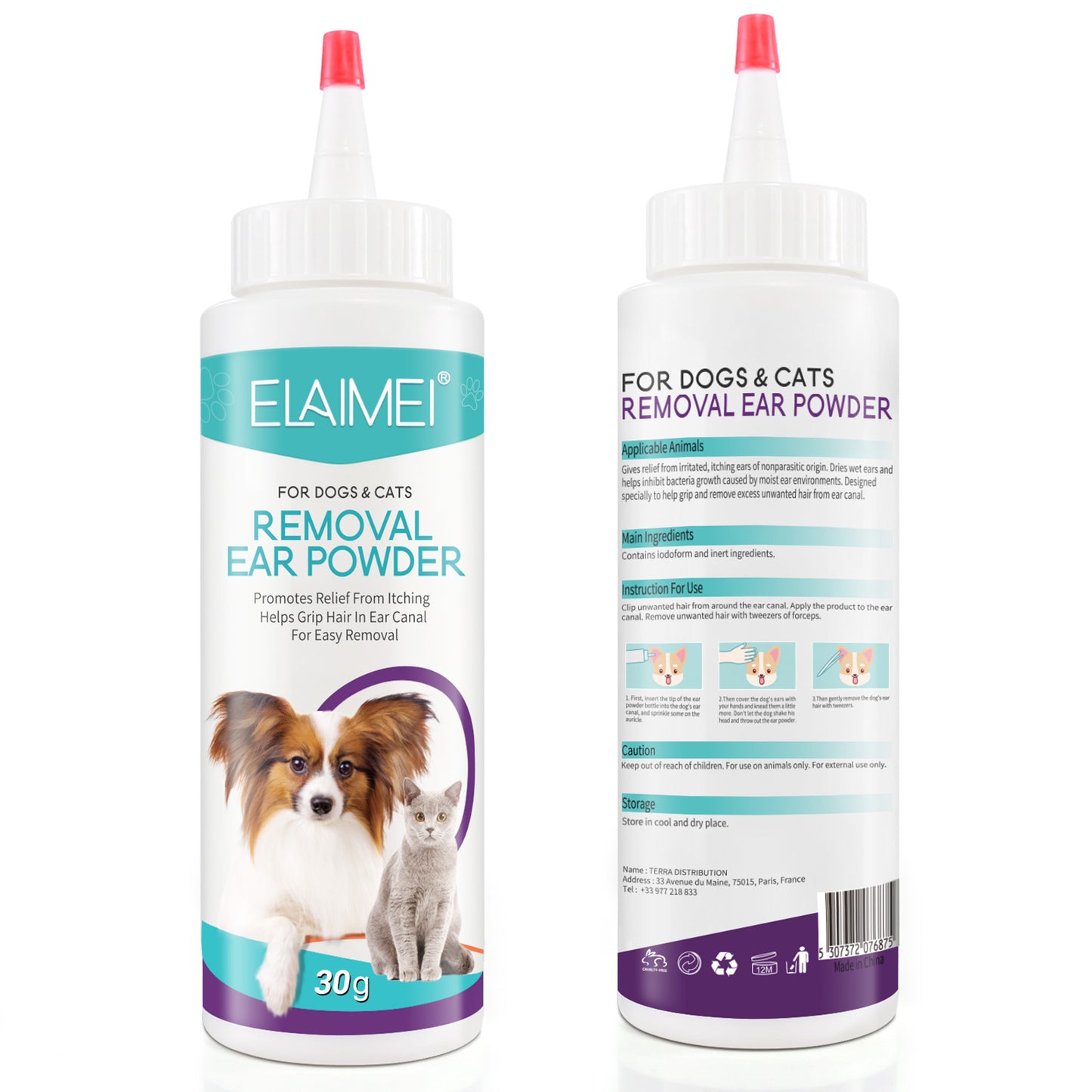 ELAIMEI Pet Ear Powder (Removal Ear Powder for Cats and Dogs)