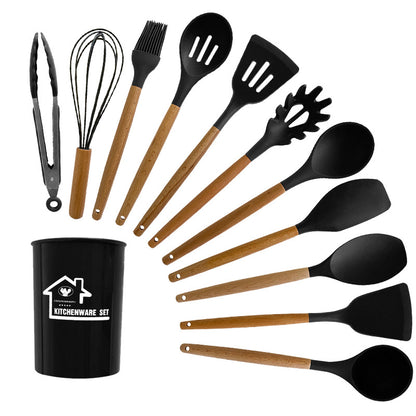 Silicone kitchenware set 12 pieces silicone spatula soup spoon non-stick food grade silicone spatula household kitchenware wholesale