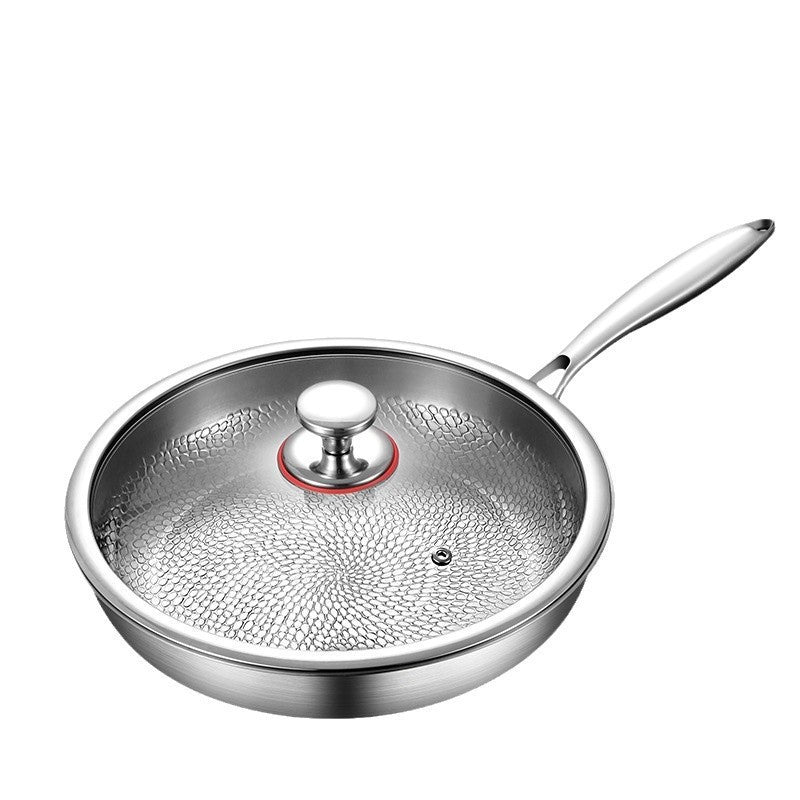 Cross-border spot frying pan, uncoated hammered frying pan, steak pan, household frying pan, stainless steel non-stick pan, iron pan