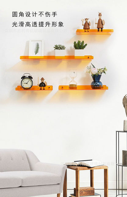 Acrylic rack color wall-mounted punch-free storage rack kitchen bathroom bedroom wall partition rack