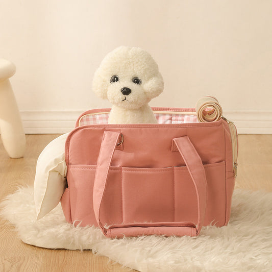 Korean-style stylish portable cat bag, handbag, dog bag, crossbody pet shoulder bag, breathable cat bed