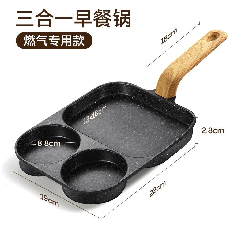 Medical stone bacon steak pan household breakfast pan fried egg artifact non-stick three-in-one egg hamburger pan