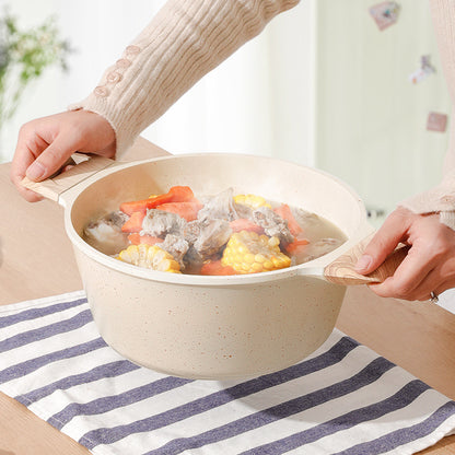 Maifan stone non-stick pot thickened large-capacity 4L double-bottomed soup pot household cooking pot stew pot porridge cooking noodle pot