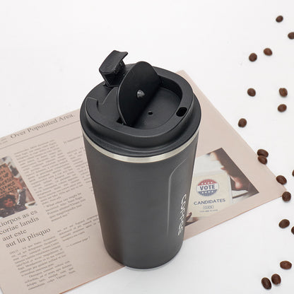 Stainless steel car vacuum coffee cup outdoor leisure simple thermos cup portable double-layer office tea cup wholesale