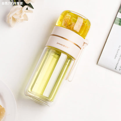 New tea and water separation glass double-layer men's water cup girls portable office tea cup personal tea brewing cup