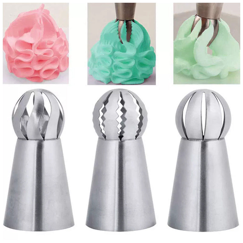 Manufacturer's spot 3-piece torch decoration nozzle one-piece molding cake decoration tool spherical decoration nozzle