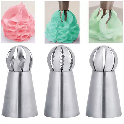 Manufacturer's spot 3-piece torch decoration nozzle one-piece molding cake decoration tool spherical decoration nozzle