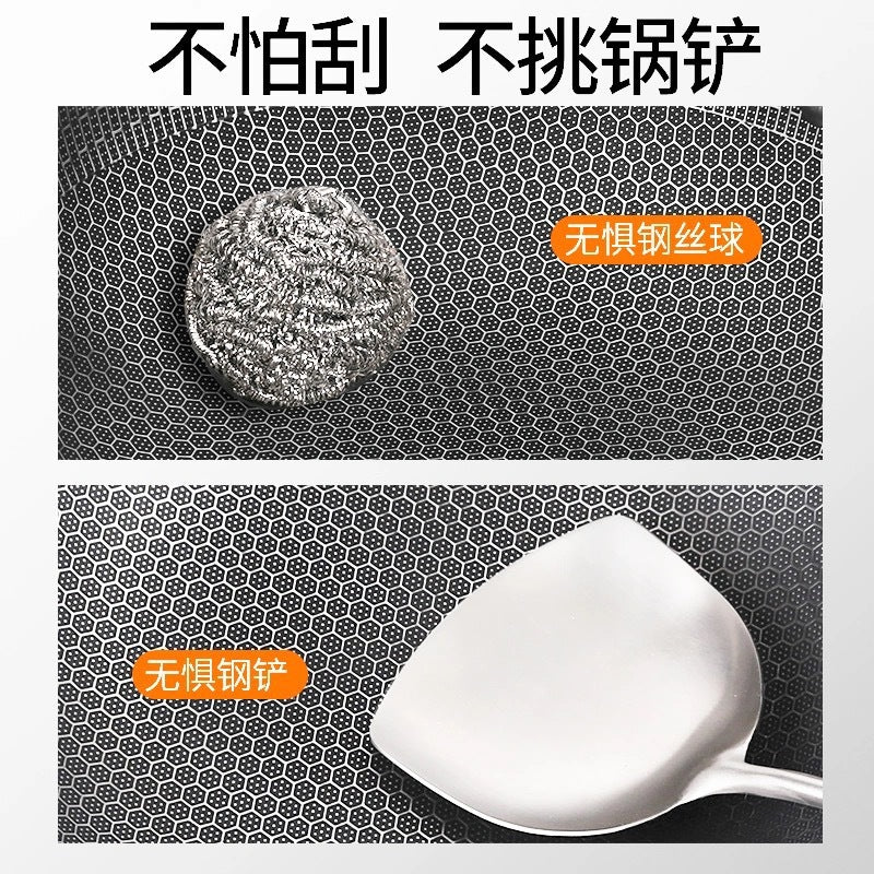 Honeycomb non-stick 304 stainless steel frying pan non-stick pan uncoated cooking pan frying pan pan with honeycomb non-stick