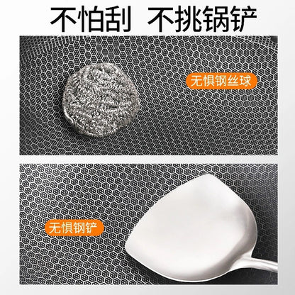 Honeycomb non-stick 304 stainless steel frying pan non-stick pan uncoated cooking pan frying pan pan with honeycomb non-stick
