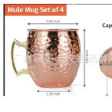 Cross-border hot selling Moscow cup mule cup 304 stainless steel copper-plated hammer point cup bare body cup wine glass cocktail cup