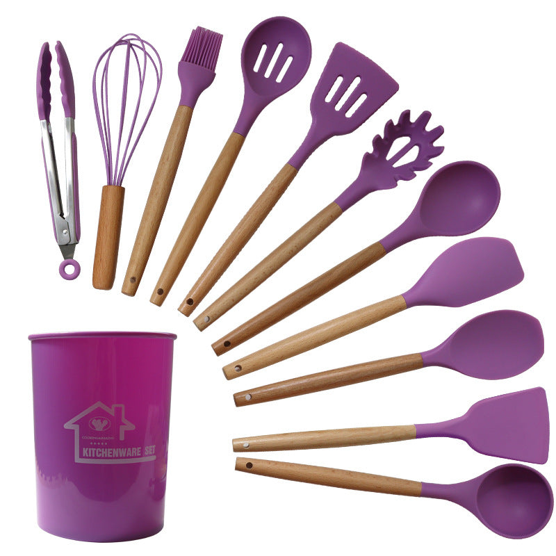 Silicone kitchenware set 12 pieces silicone spatula soup spoon non-stick food grade silicone spatula household kitchenware wholesale