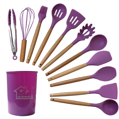 Silicone kitchenware set 12 pieces silicone spatula soup spoon non-stick food grade silicone spatula household kitchenware wholesale