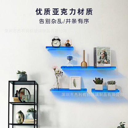 Acrylic rack color wall-mounted punch-free storage rack kitchen bathroom bedroom wall partition rack