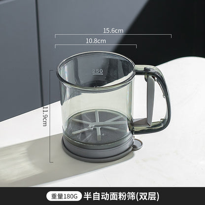 Flour sieve handheld semi-automatic flour filtering artifact baking special sieve home kitchen ultra-fine filter cup net