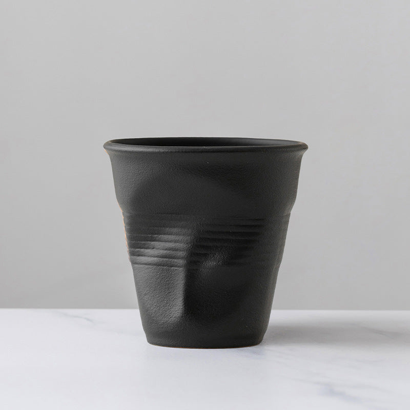 90ml espresso cup cross-border creative retro stoneware hand-kneaded wrinkled cup latte cup medieval ceramic tea cup