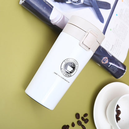 304 stainless steel first-generation coffee cup portable lock car water cup business office pop-up lid thermos cup customization