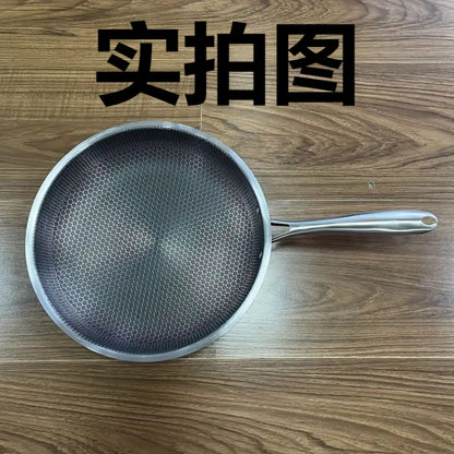Stainless steel uncoated honeycomb frying pan, non-stick pan, thickened steak pan, source manufacturer.