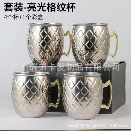 Cross-border hot selling Moscow cup mule cup 304 stainless steel copper-plated hammer point cup bare body cup wine glass cocktail cup