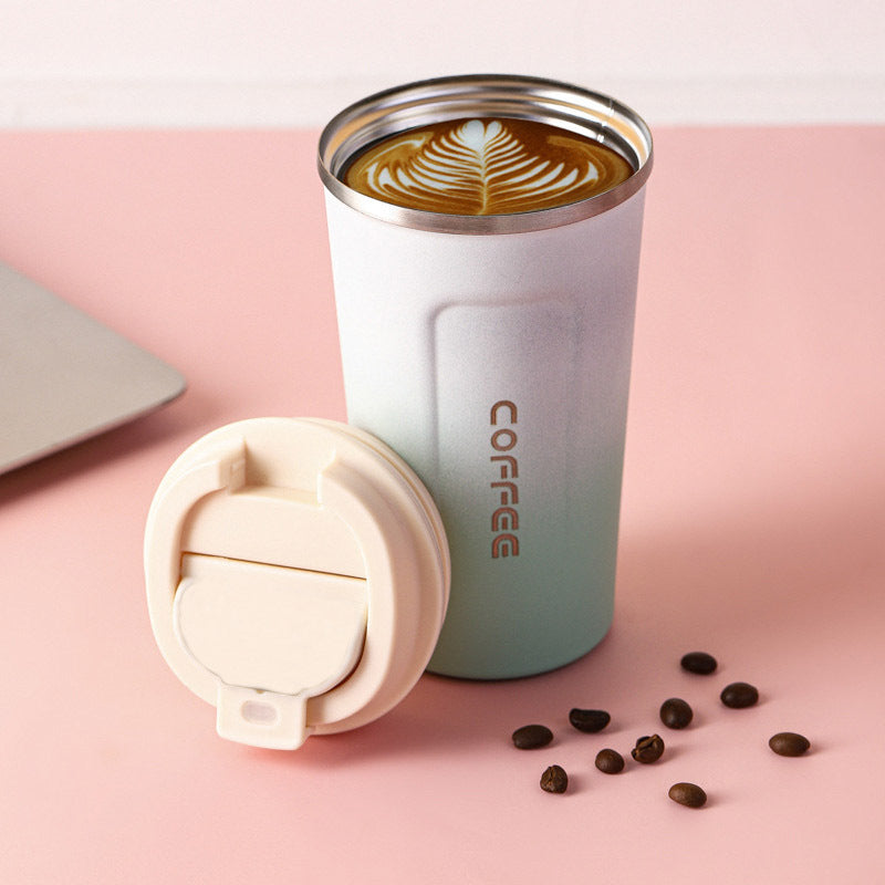 Stainless steel car vacuum coffee cup outdoor leisure simple thermos cup portable double-layer office tea cup wholesale