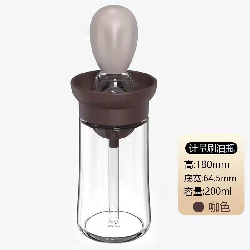 Quantitative oil bottle kitchen silicone brush glass oil bottle creative household baking brush inverted integrated oil suction bottle