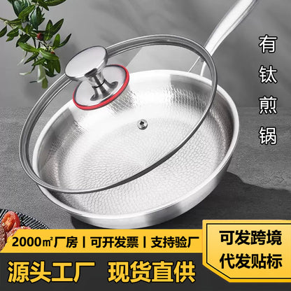 Cross-border spot frying pan, uncoated hammered frying pan, steak pan, household frying pan, stainless steel non-stick pan, iron pan
